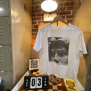 Manfinity VCAY Portrait Print Loose Fit Crew Neck Short Sleeve T-Shirt